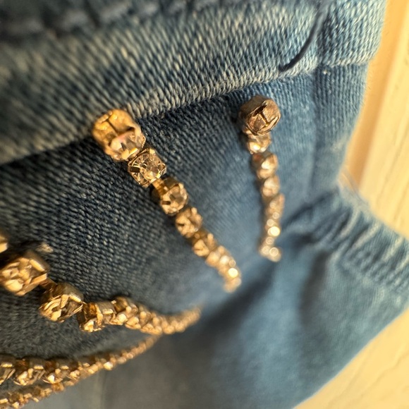 NWT Blue Denim Bodysuit with Beaded Detail - Picture 8 of 8